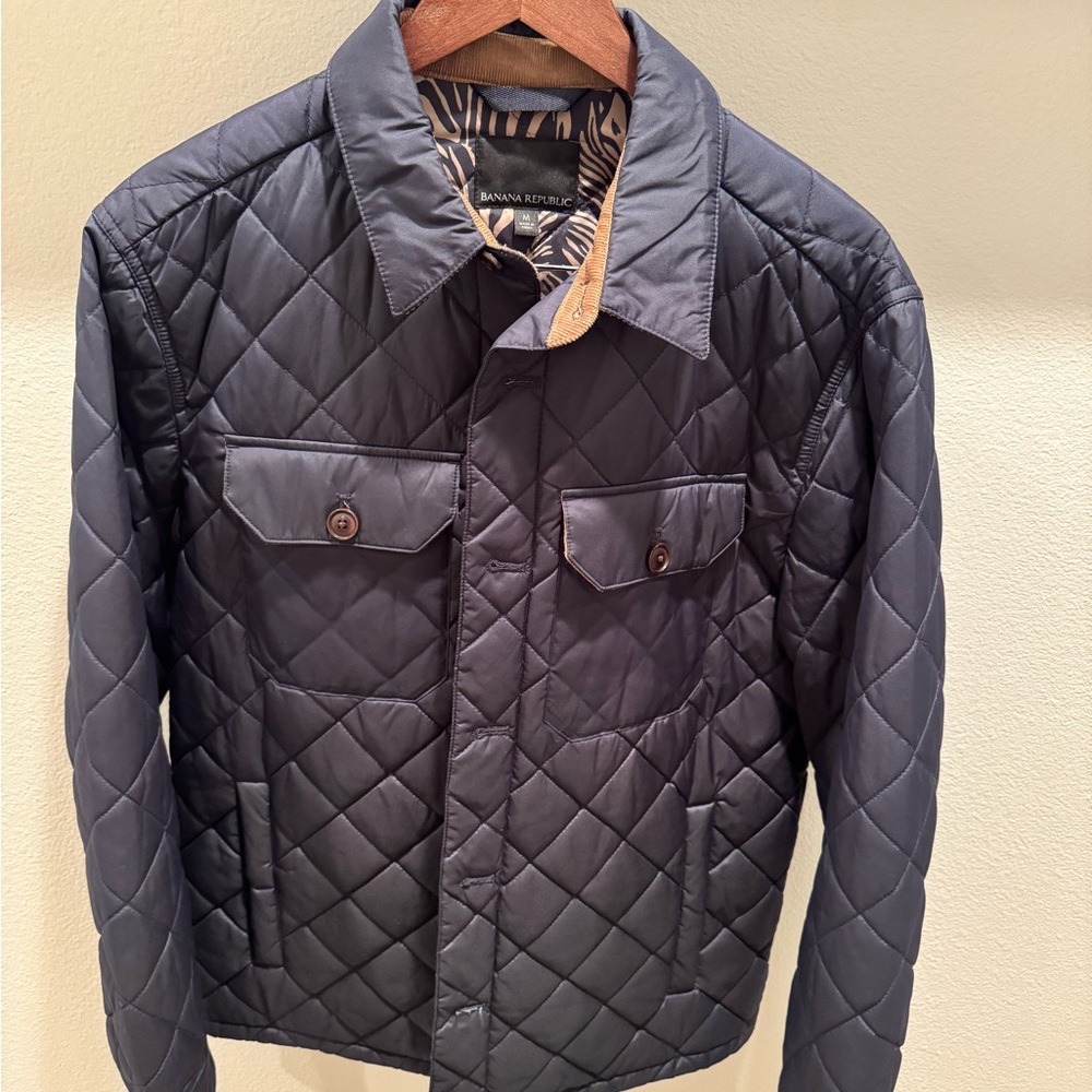 Banana Republic Men's Quilted Jacket - Navy (Shirt Jacket)